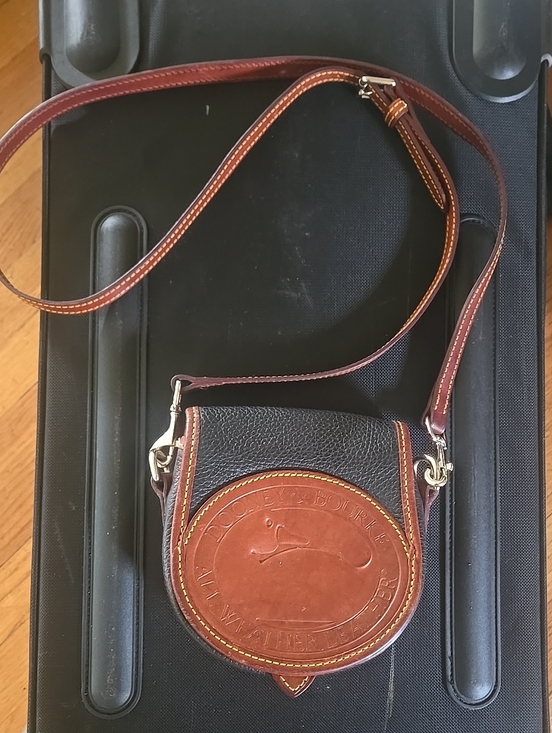 Dooney & Bourke Handbags - Dooney & Bourke Brown and Black Pebbled Leather Crossbody Bag